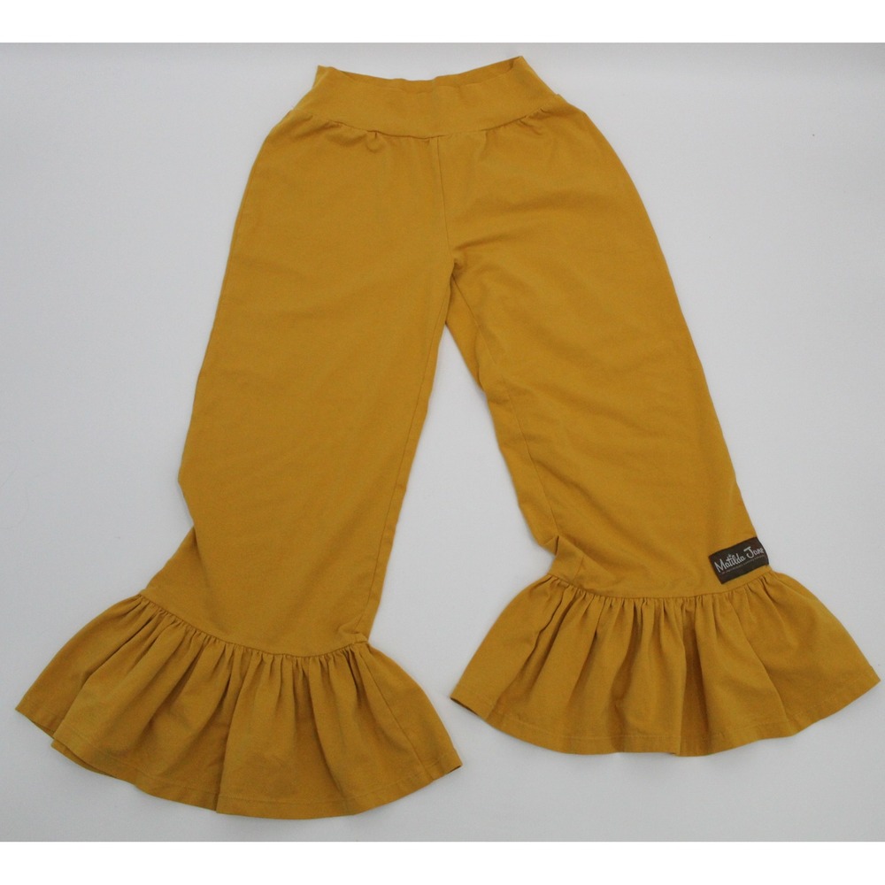 Matilda Jane Mustard Yellow Staycation Big Ruffles Pants Women's Small Lagenlook